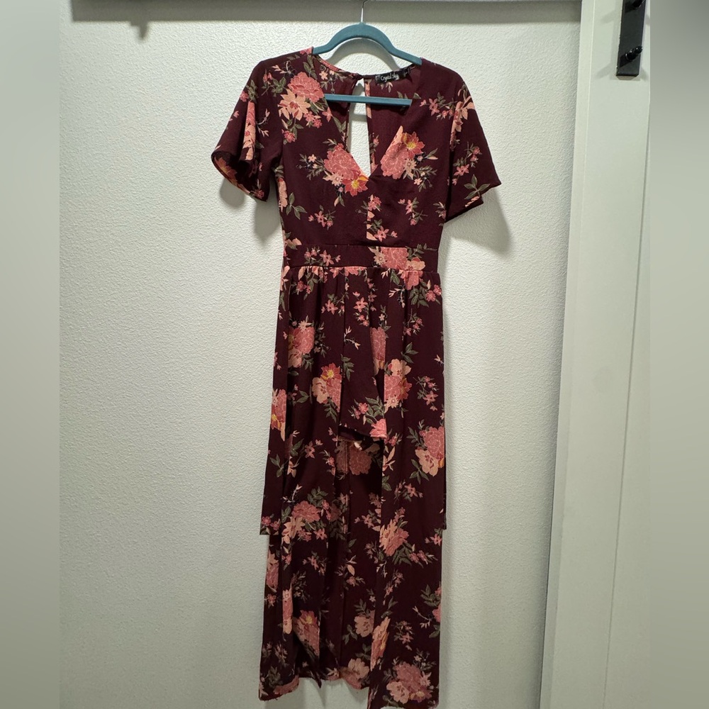 Juniors maxi dress with open front and shorts